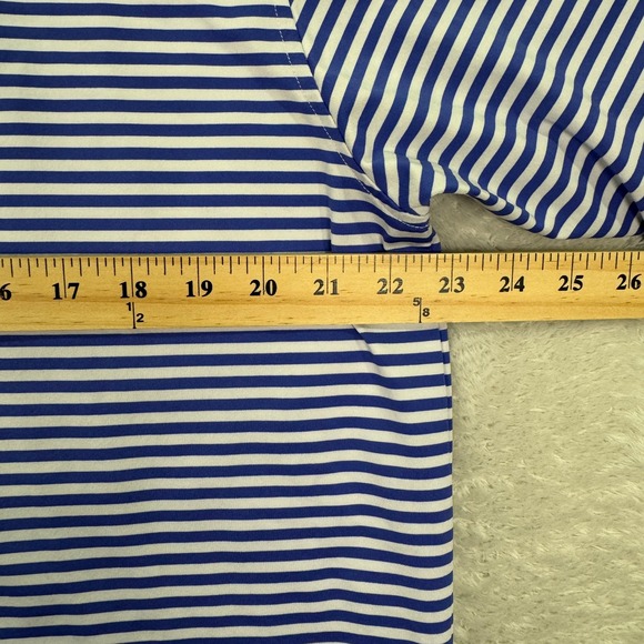 Turtleson Performance Polo Shirt Men Large Blue White Stripe Golf Southern Hills - Picture 5 of 8